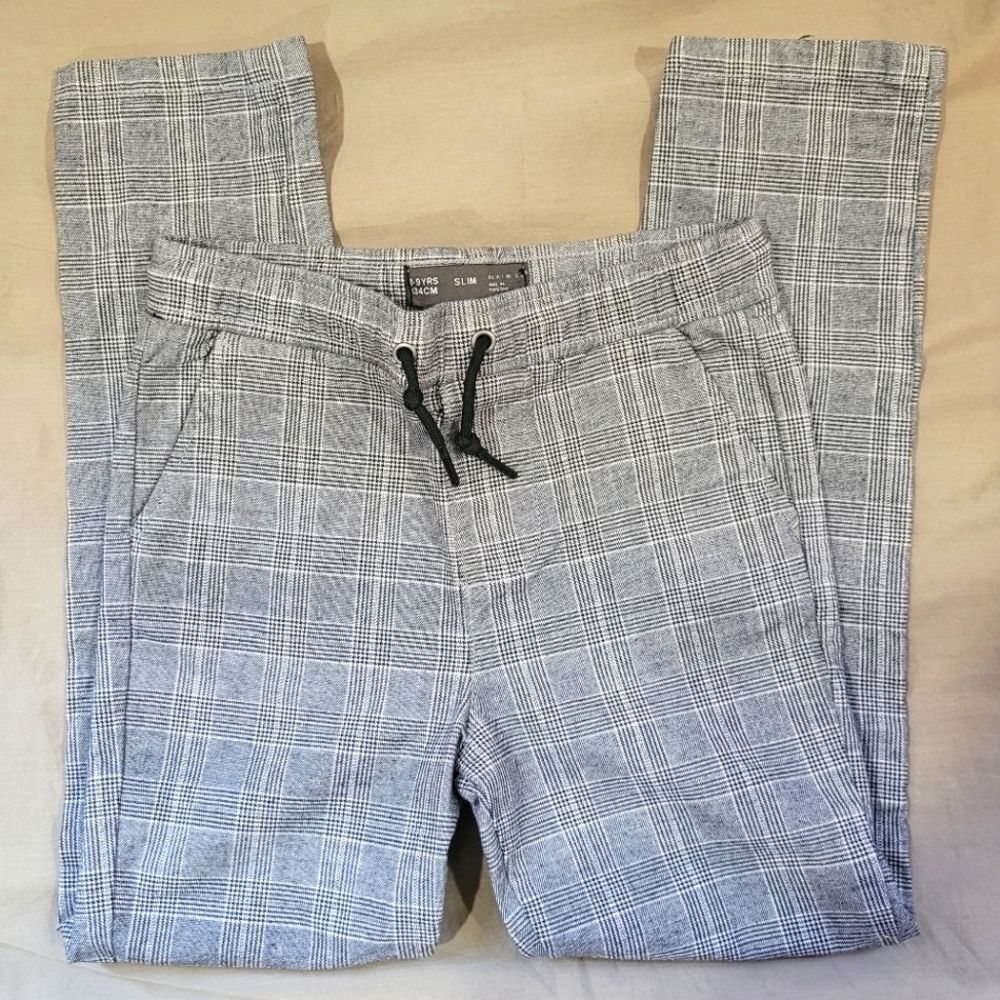 Denim&co size 8-9 yrs slim gray plaid pants